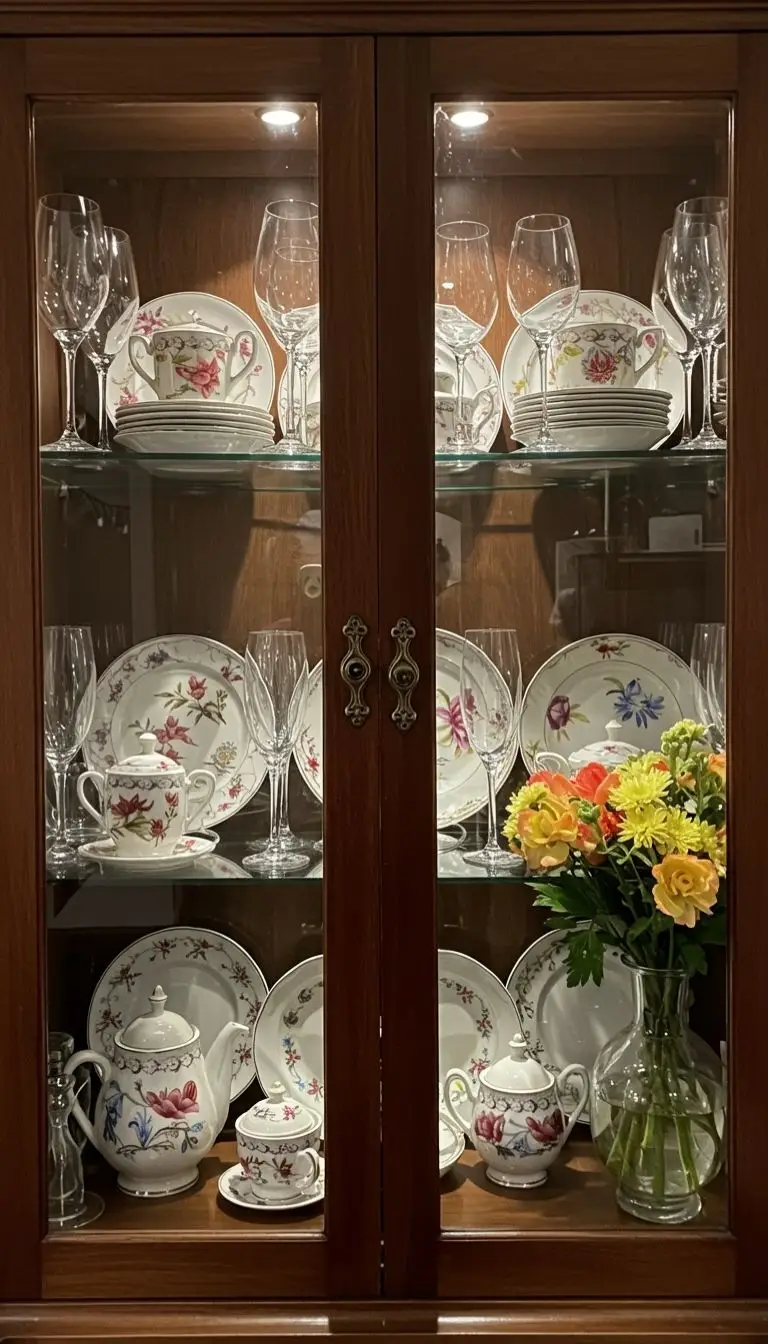8 Elegant Dining Room Display Ideas for a Stylish Setup 2 Curated China Cabinet for a Timeless Touch