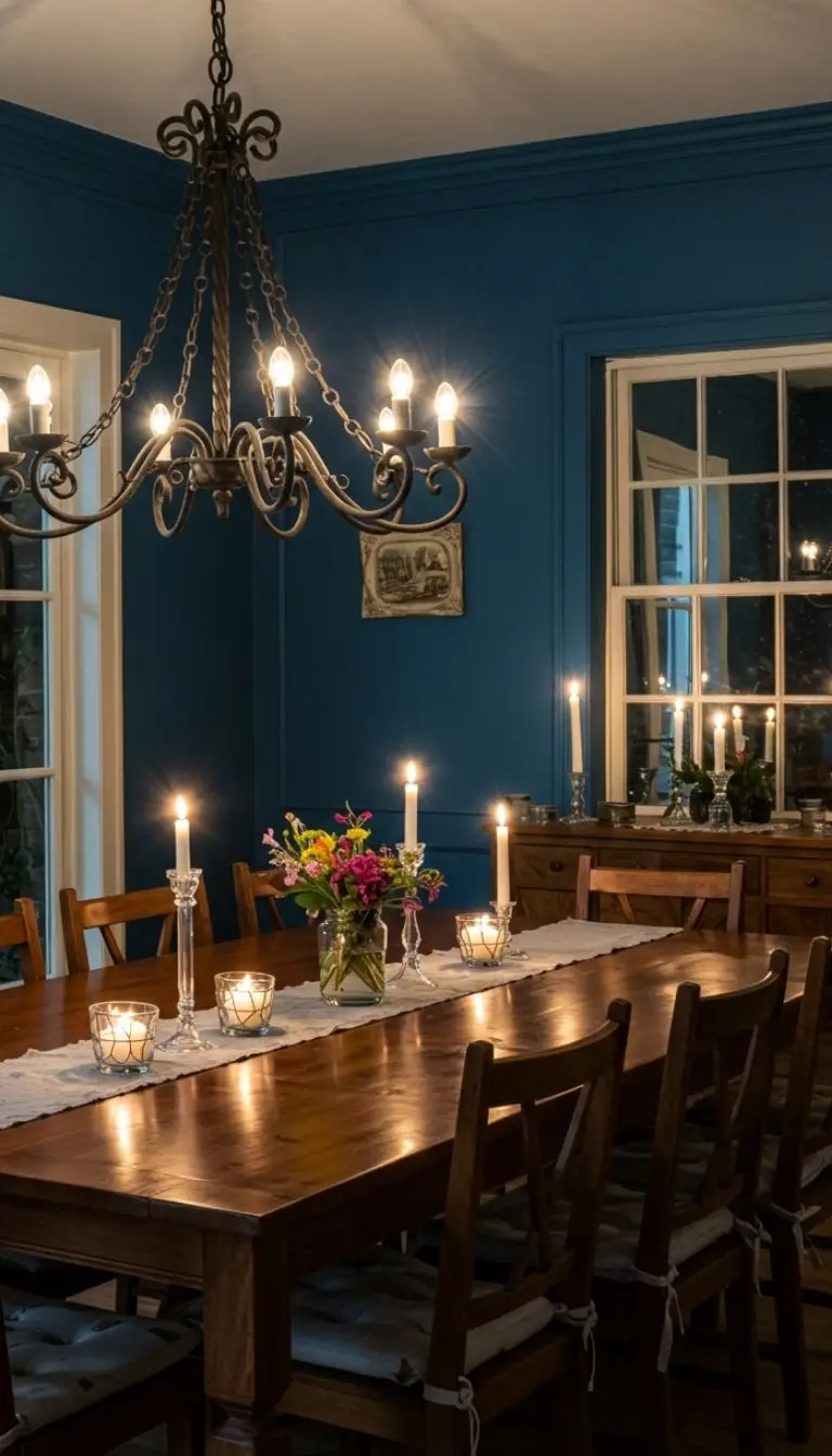 10 Simple Dining Room Ideas for a Cozy and Stylish Space 2 Warm Lighting Sets the Mood