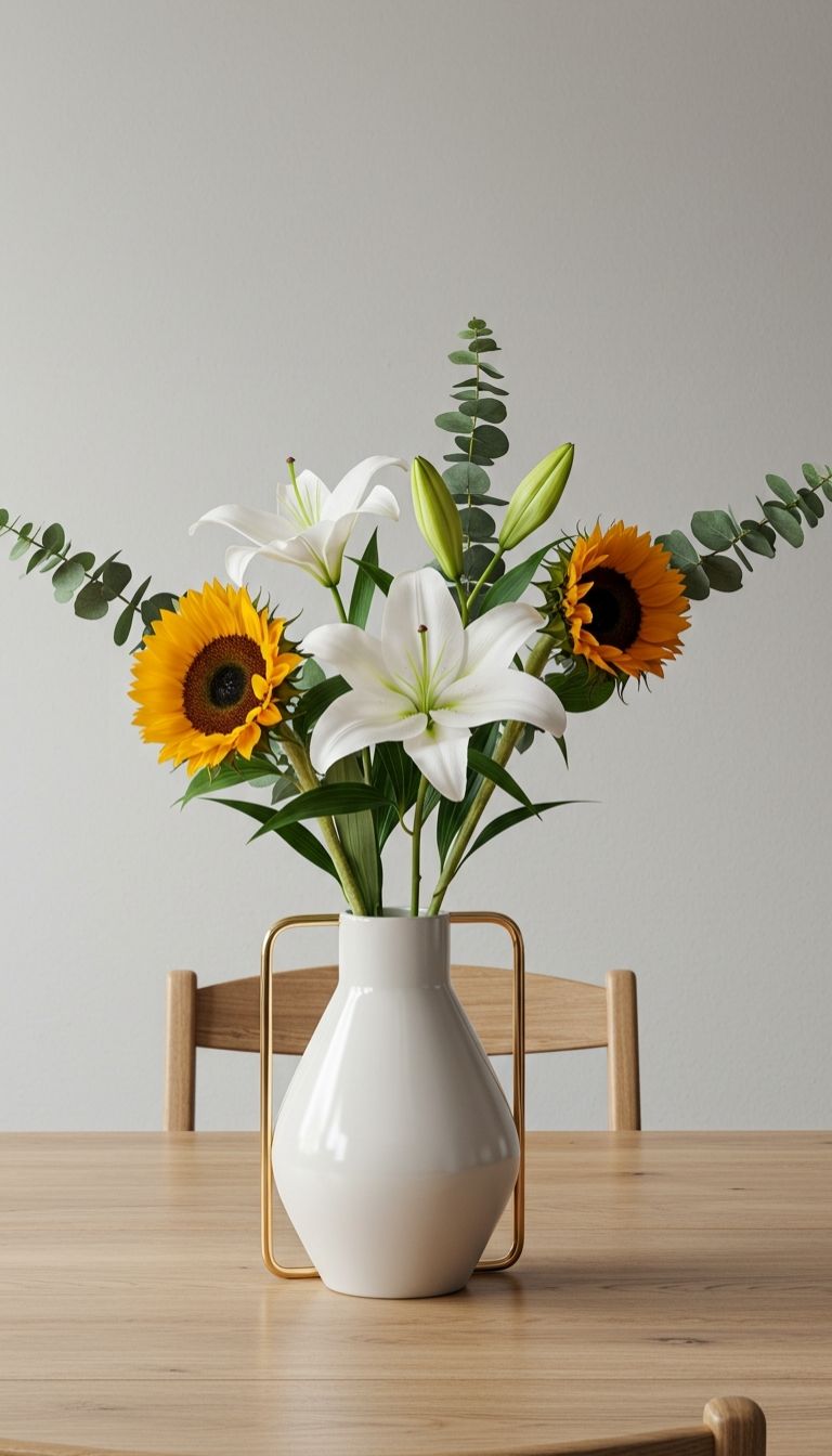 10 Modern Dining Table Centerpiece Ideas for a Beautiful Setup 2 Minimalist Vase with Fresh Flowers