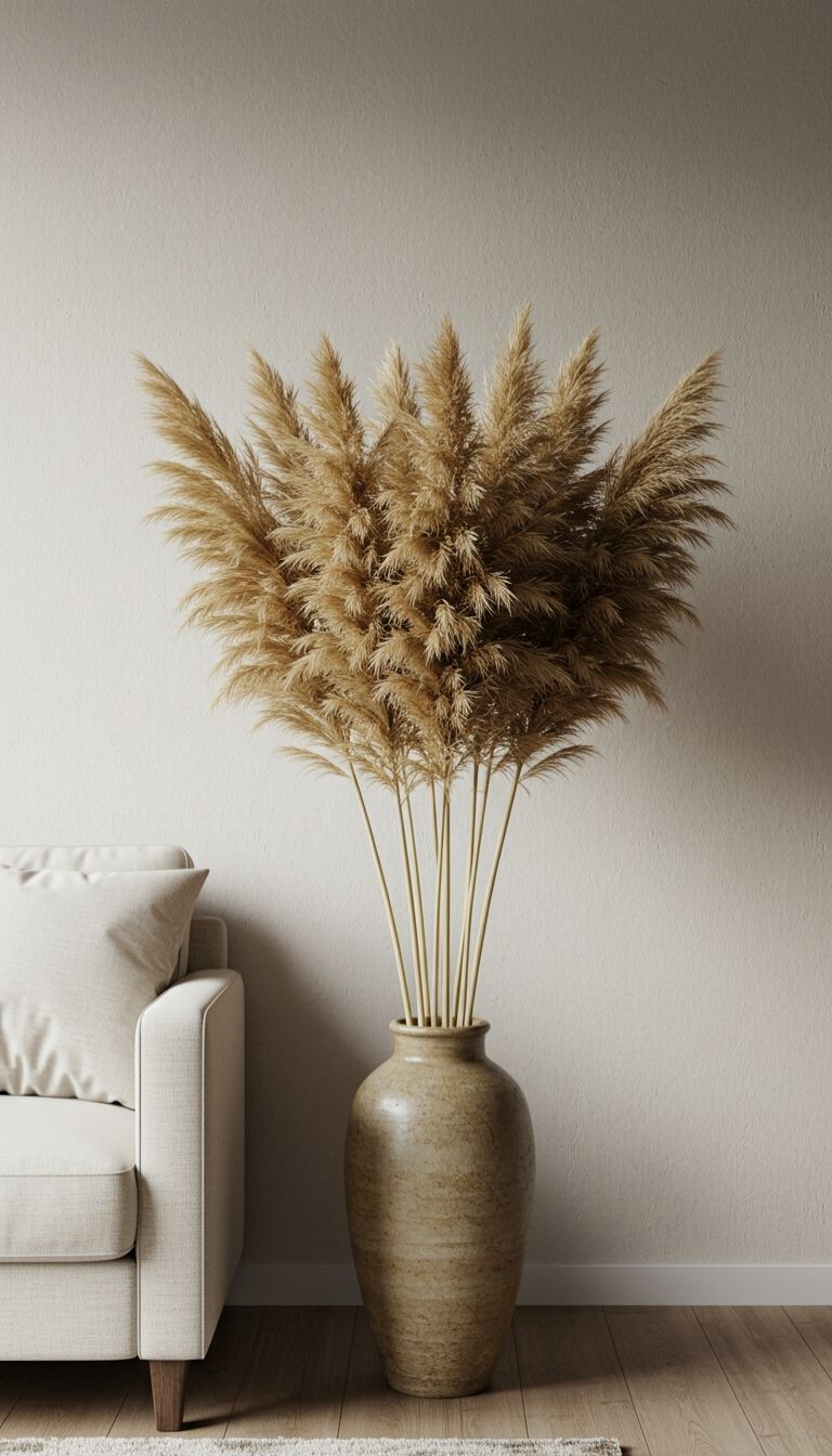 10 Modern Dining Table Centerpiece Ideas for a Beautiful Setup 11 Tall Pampas Grass in a Statement Vase