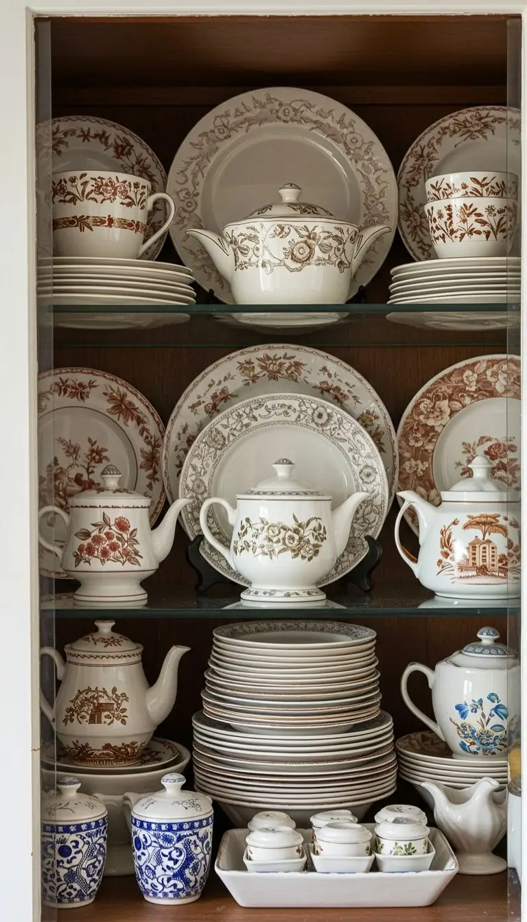 10 Glass Cabinet Display Ideas for Kitchen 3 Curated Collection of Vintage China
