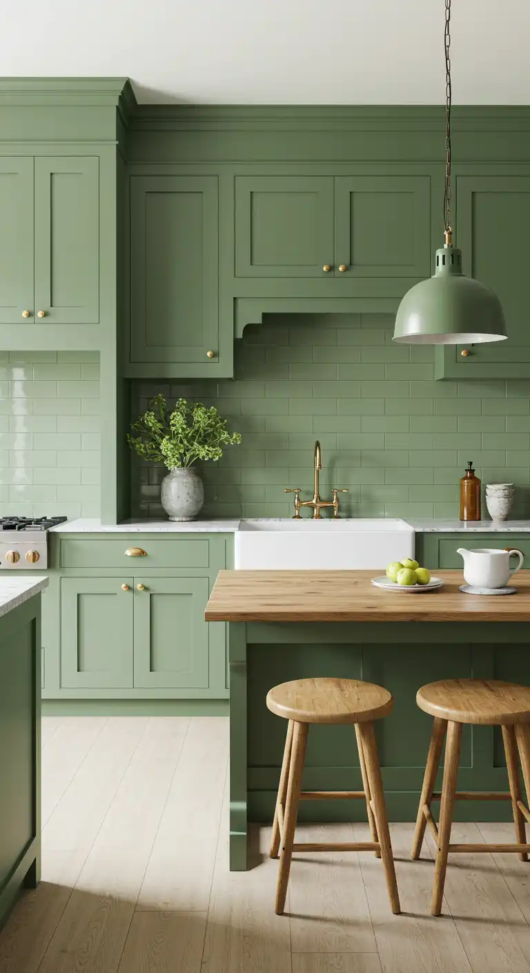 9 Feng Shui Kitchen Color Ideas to Create a Balanced Space 3 2. Soft Greens for Growth and Vitality