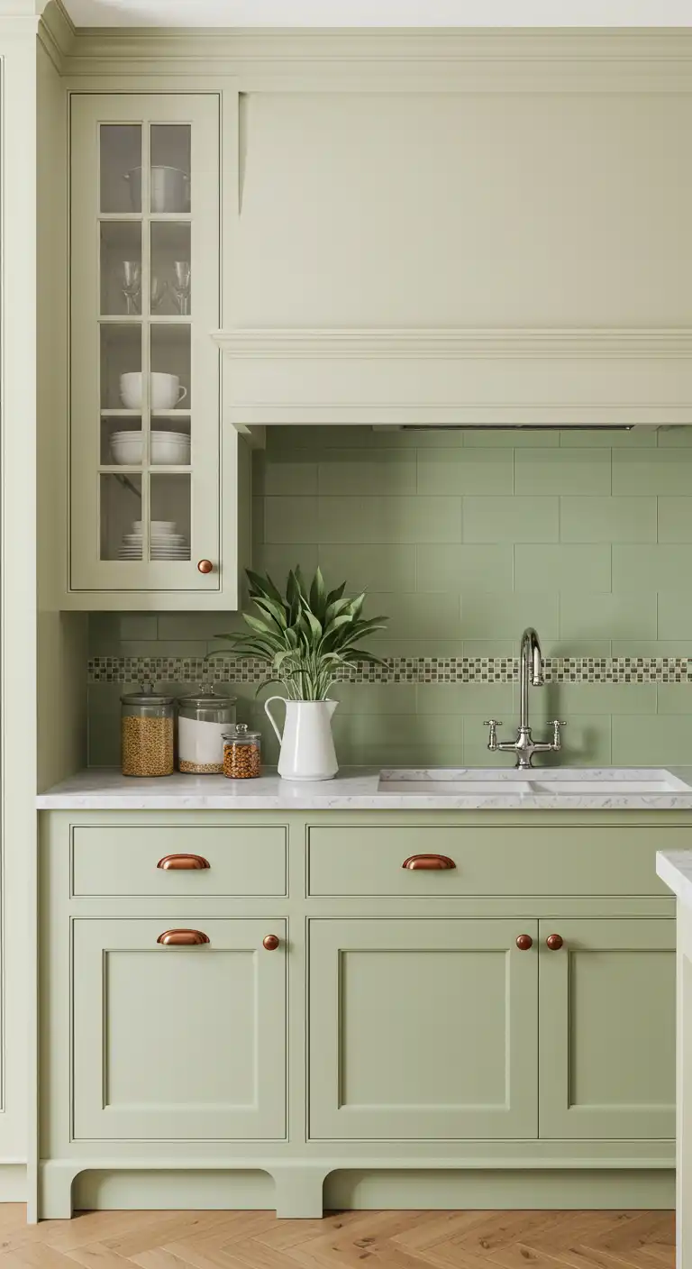 10 Trendy Kitchen Color Schemes for a Fresh New Look 3 2. Soft Sage Green and Cream