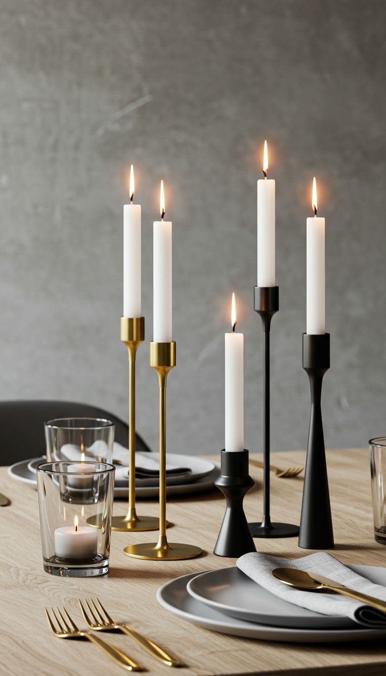 10 Modern Dining Table Centerpiece Ideas for a Beautiful Setup 3 Sculptural Candle Holders