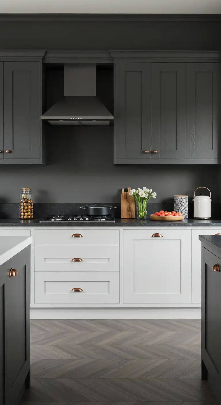 10 Trendy Kitchen Color Schemes for a Fresh New Look 5 4. Charcoal Gray and Soft White