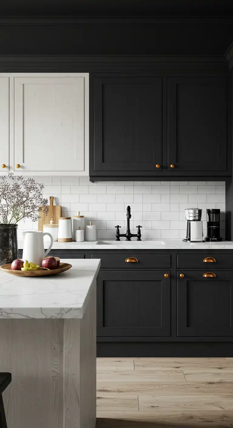 10 Farmhouse Kitchen Color Ideas for a Cozy and Warm Space 9 8. Charcoal Black for a Moody Elegance