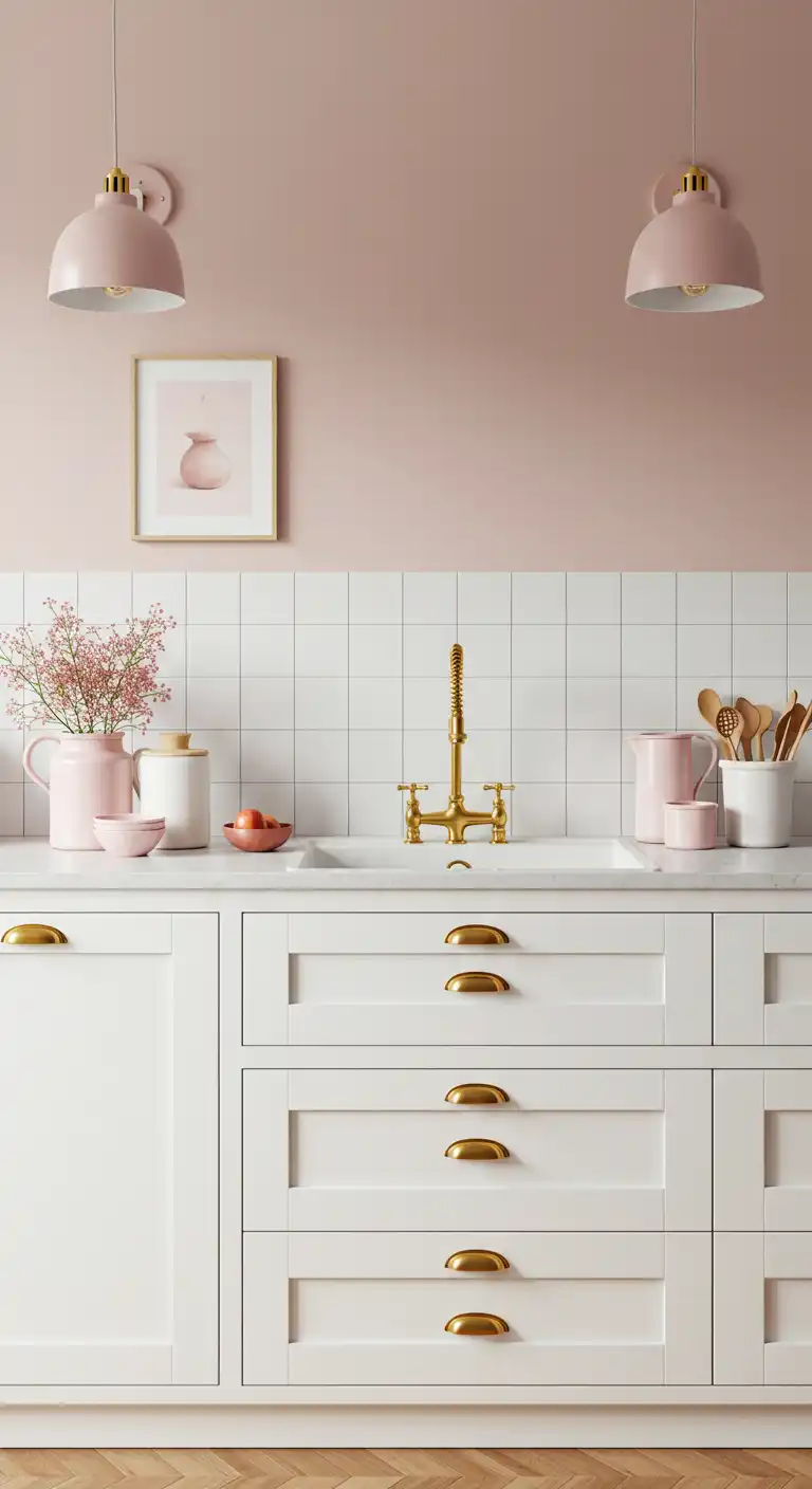 9 Feng Shui Kitchen Color Ideas to Create a Balanced Space 9 8. Soft Pinks for Nurturing Energy