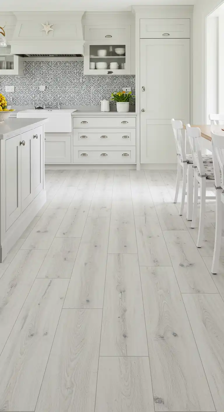 10 Warm and Stylish Kitchen Wood Flooring Ideas for a Cozy Space 9 8. Whitewashed Wood for a Coastal Feel