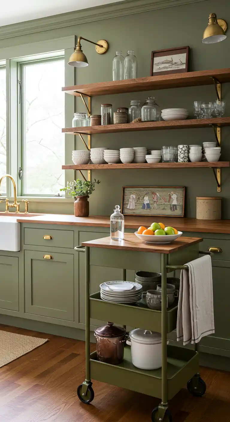 10 Farmhouse Kitchen Color Ideas for a Cozy and Warm Space 10 9. Olive Green for a Vintage Farmhouse Feel