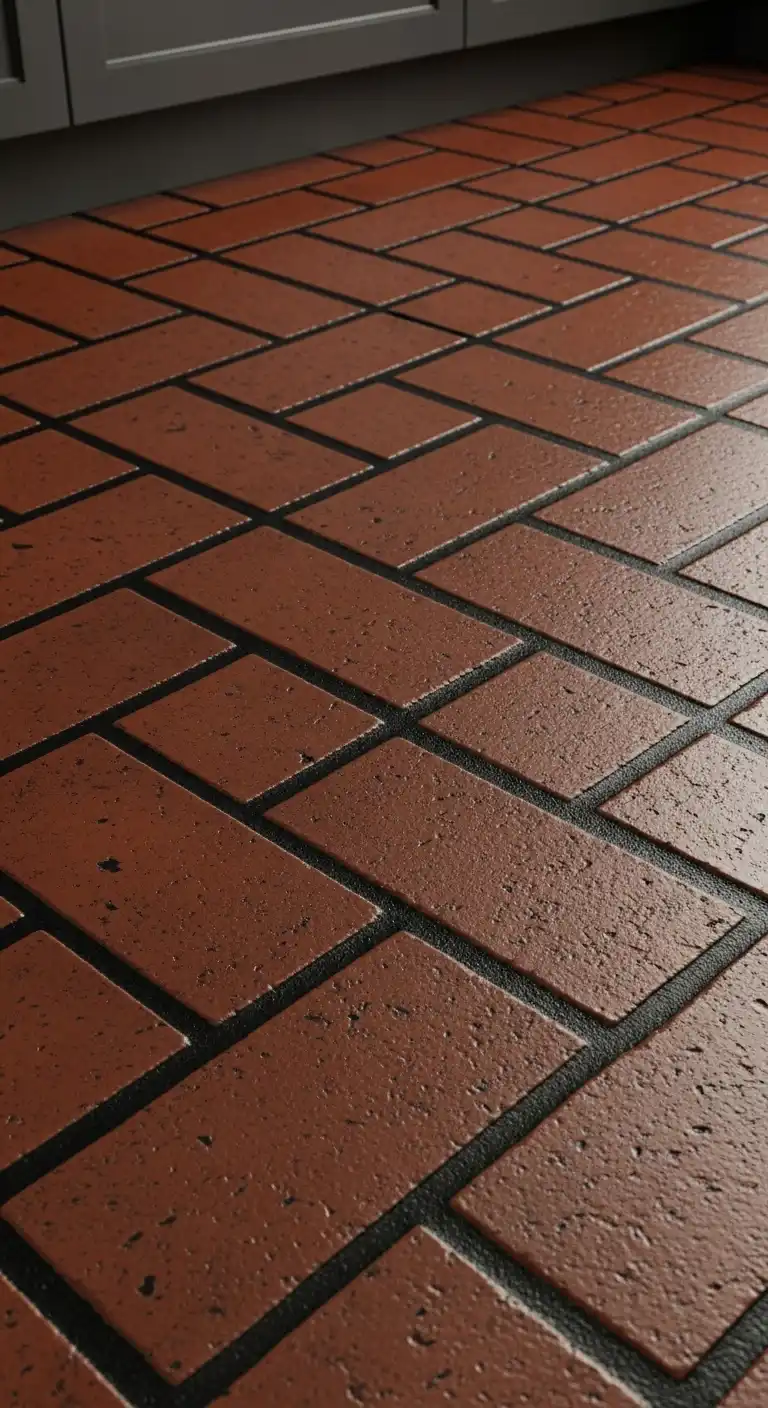 Brick Flooring with Dark Grout 3