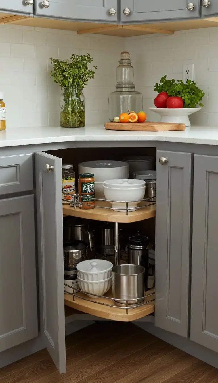 9 Clever Hidden Storage Ideas for Kitchens to Maximize Space 8 Corner Carousel Cabinets