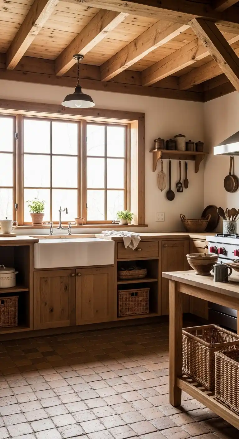 Embracing Rustic Charm with Brick Kitchen Flooring