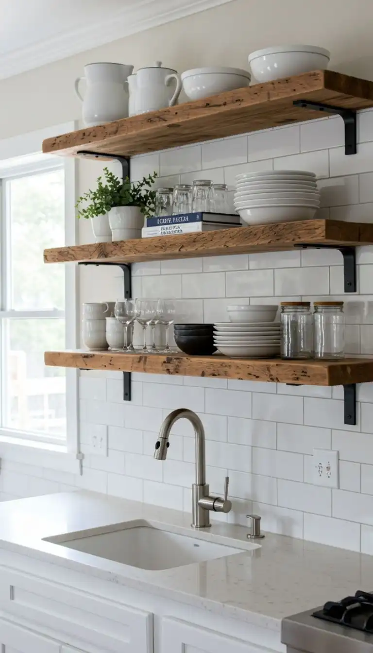 9 Reclaimed Wood Shelving Ideas for Kitchen 2 Floating Reclaimed Wood Shelves for a Minimalist Look