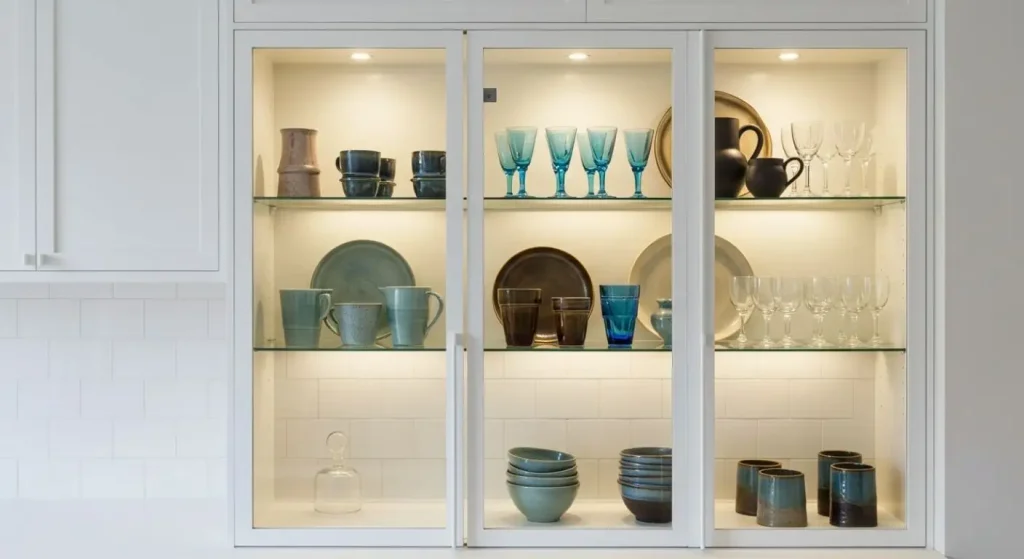 10 Glass Cabinet Display Ideas for Kitchen 1 Glass Cabinet Display Ideas for Kitchen