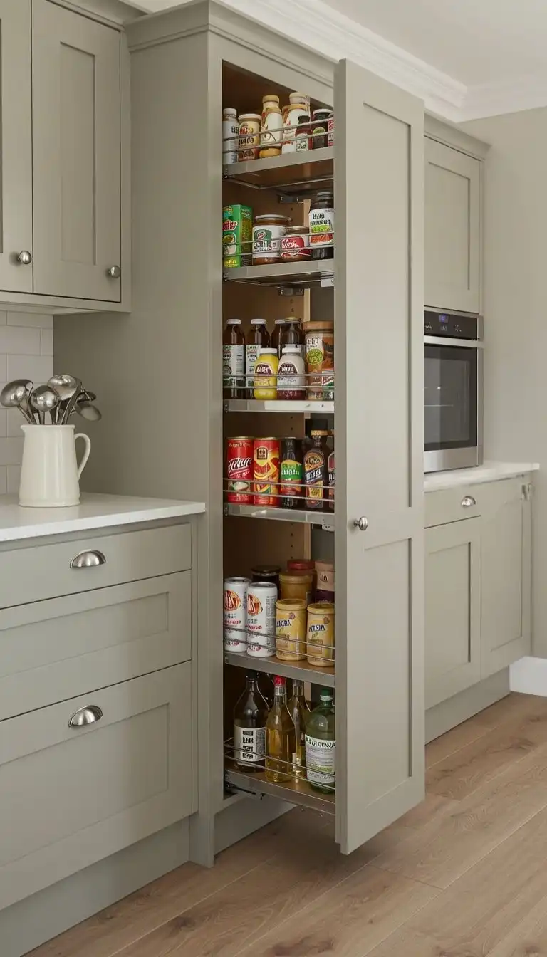 7 Pull-Out Pantry Ideas to Keep Your Kitchen Organized 4 Hidden Pull-Out Pantry for a Seamless Look
