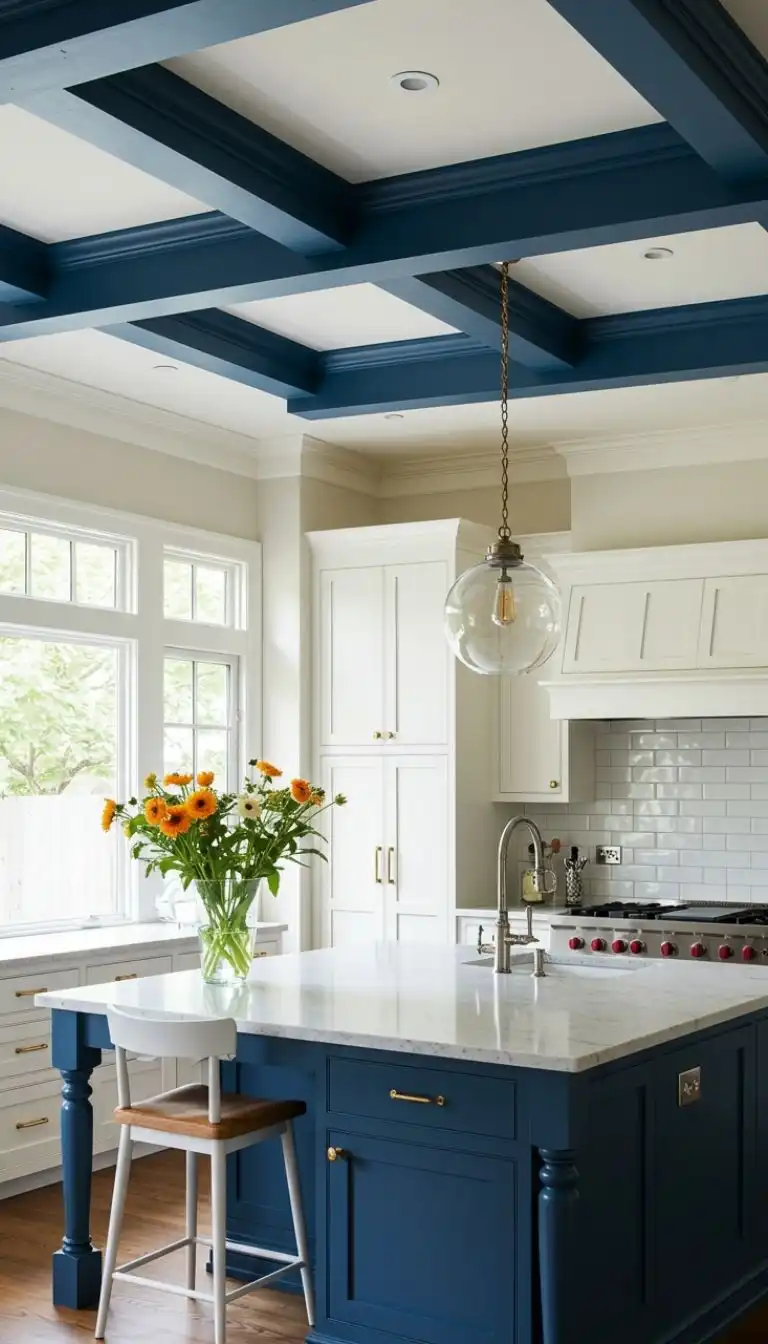 10 Striking Open-Beam Ceiling Ideas for Kitchens with Character 10 Painted Beams for a Pop of Color