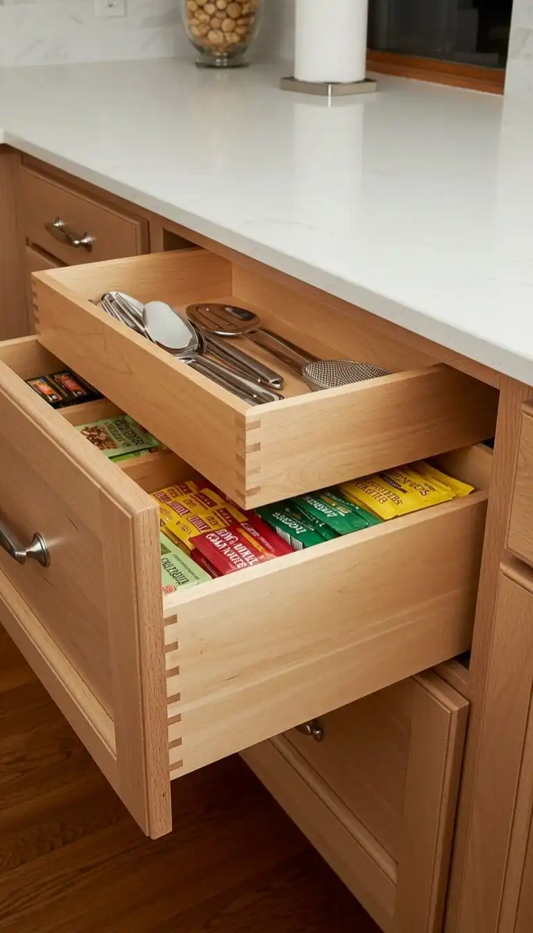 9 Clever Hidden Storage Ideas for Kitchens to Maximize Space 6 Secret Drawer Inside a Drawer