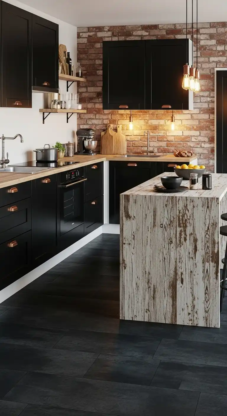 Small Industrial Kitchen with a Moody Palette