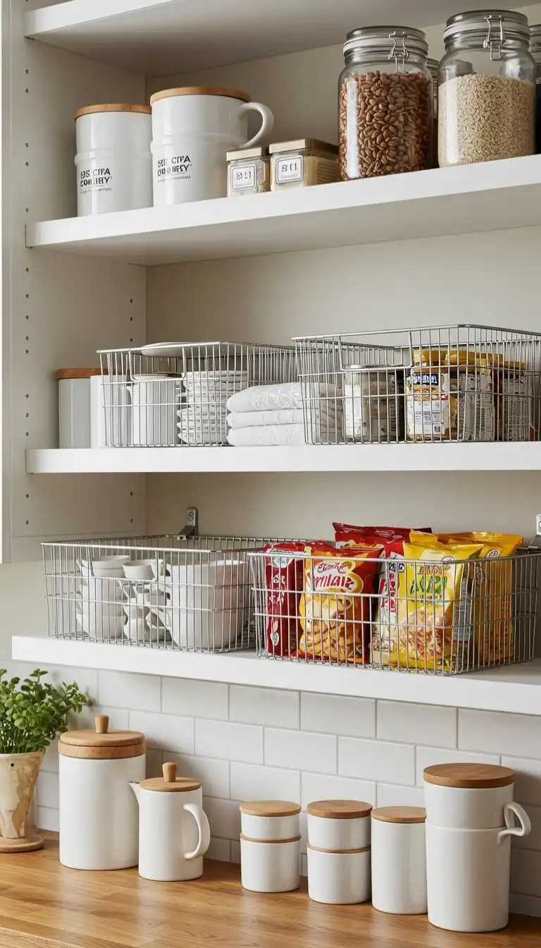 9 Clever Hidden Storage Ideas for Kitchens to Maximize Space 5 Under-Shelf Baskets for Overhead Storage