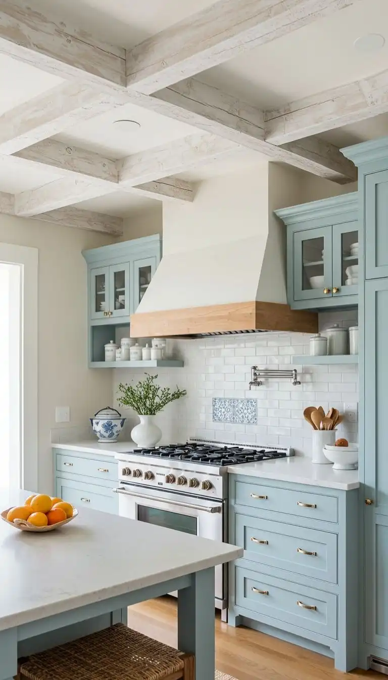 10 Striking Open-Beam Ceiling Ideas for Kitchens with Character 6 Whitewashed Beams for a Coastal Vibe