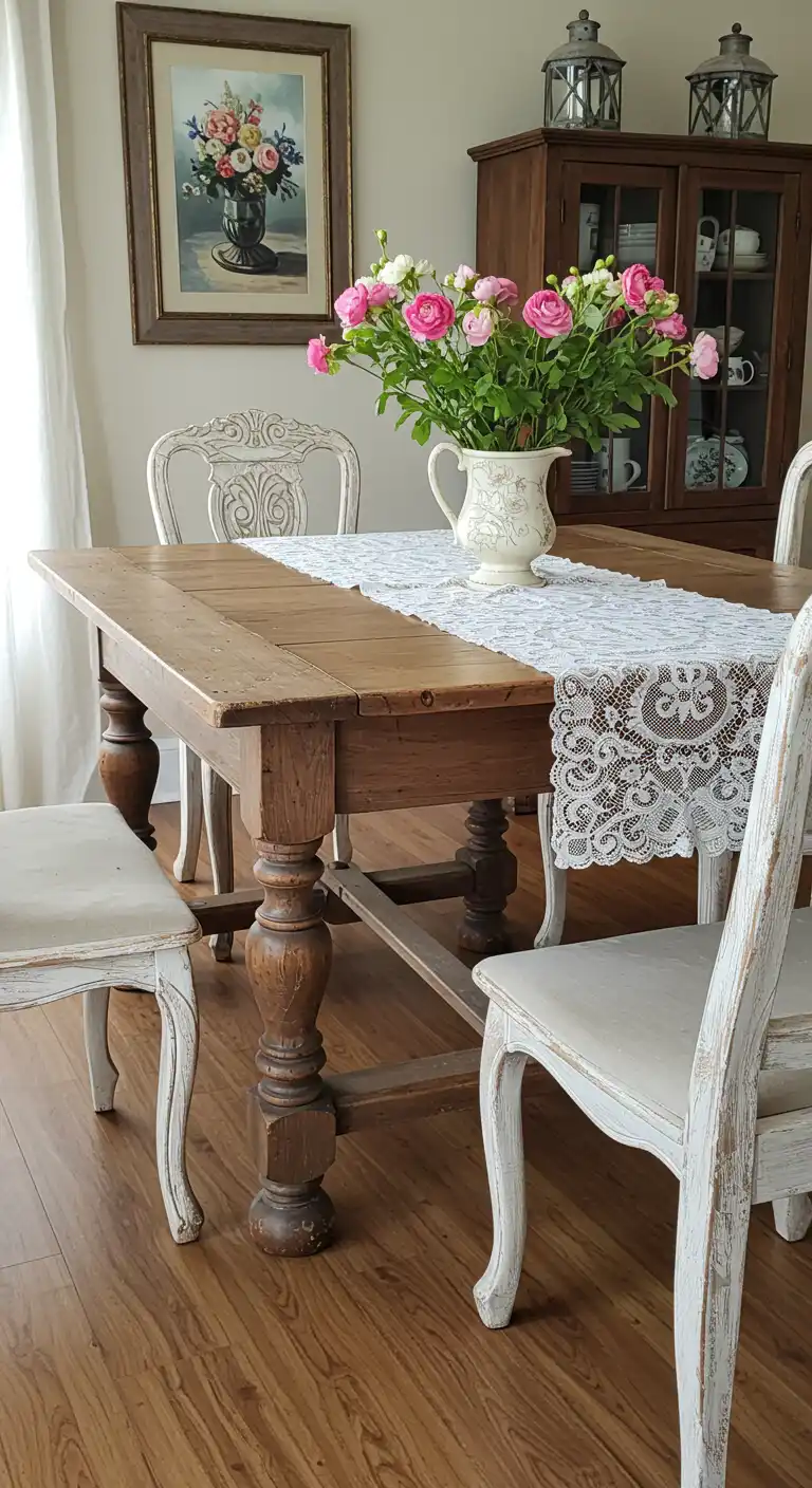 19 Vintage Dining Room Ideas for a Timeless Look 2 1) Antique Dining Table