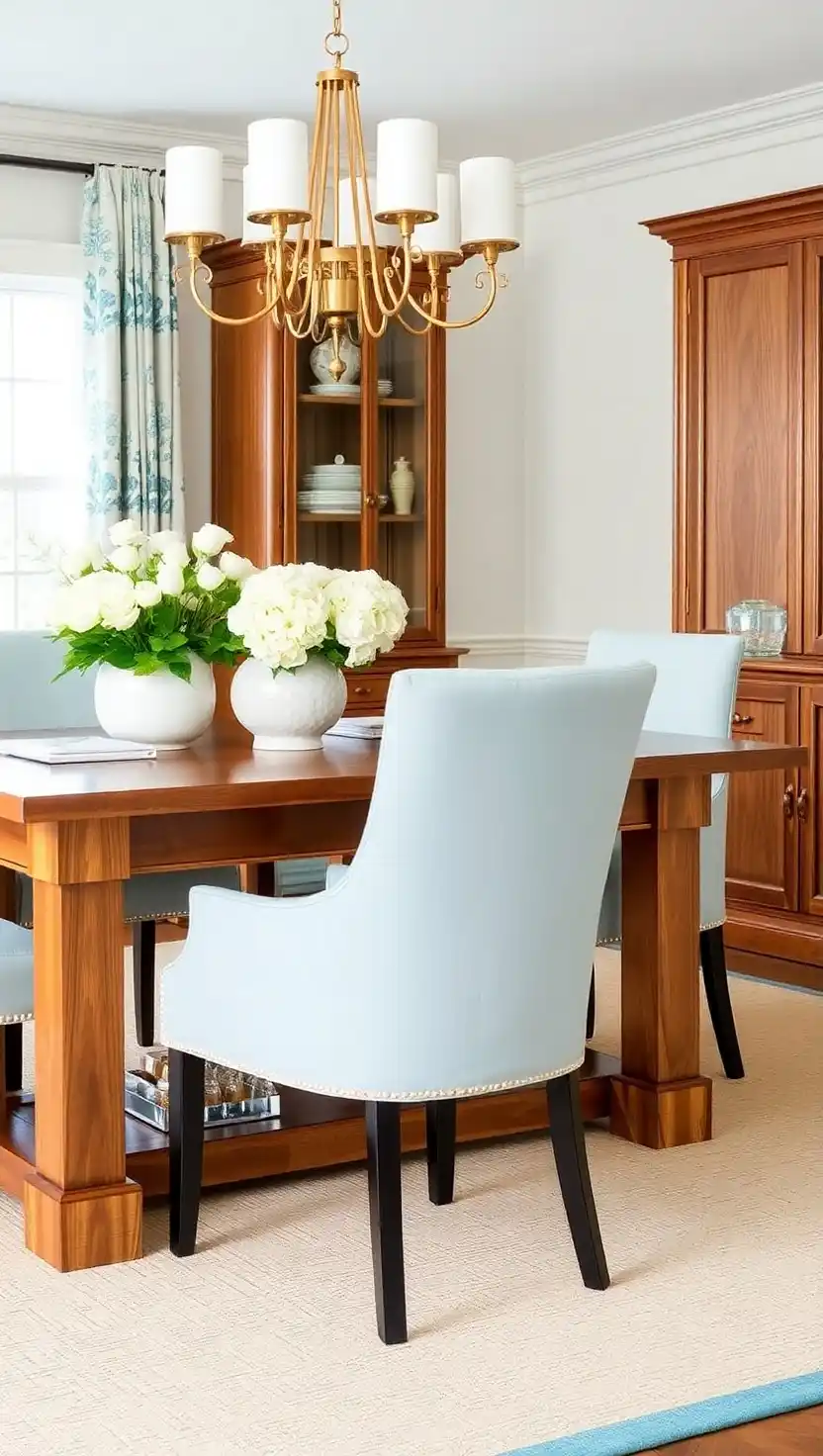 21 Transitional Dining Room Ideas That Blend Old and New Perfectly 2 1. Classic Table with Modern Chairs
