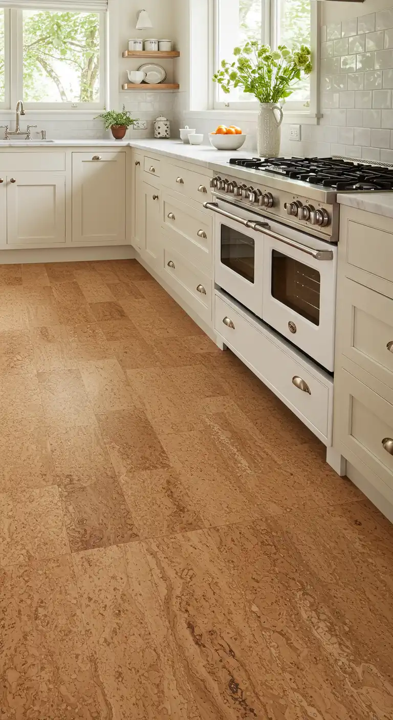 17 Cozy Cottage Kitchen Flooring Ideas for a Rustic Vibe 11 10) Cork Flooring