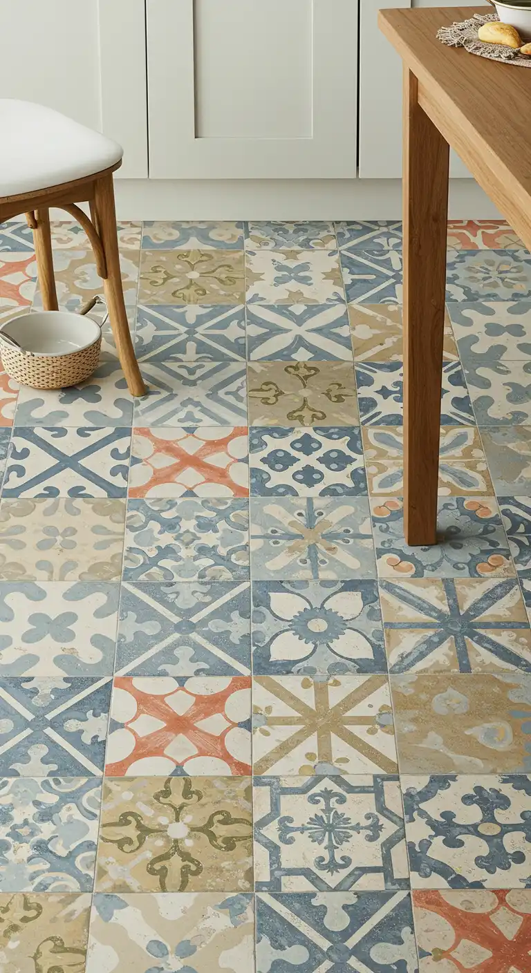 18 Unique Craftsman Kitchen Flooring Ideas for a Handcrafted Look 11 10) Hand-Painted Encaustic Tiles