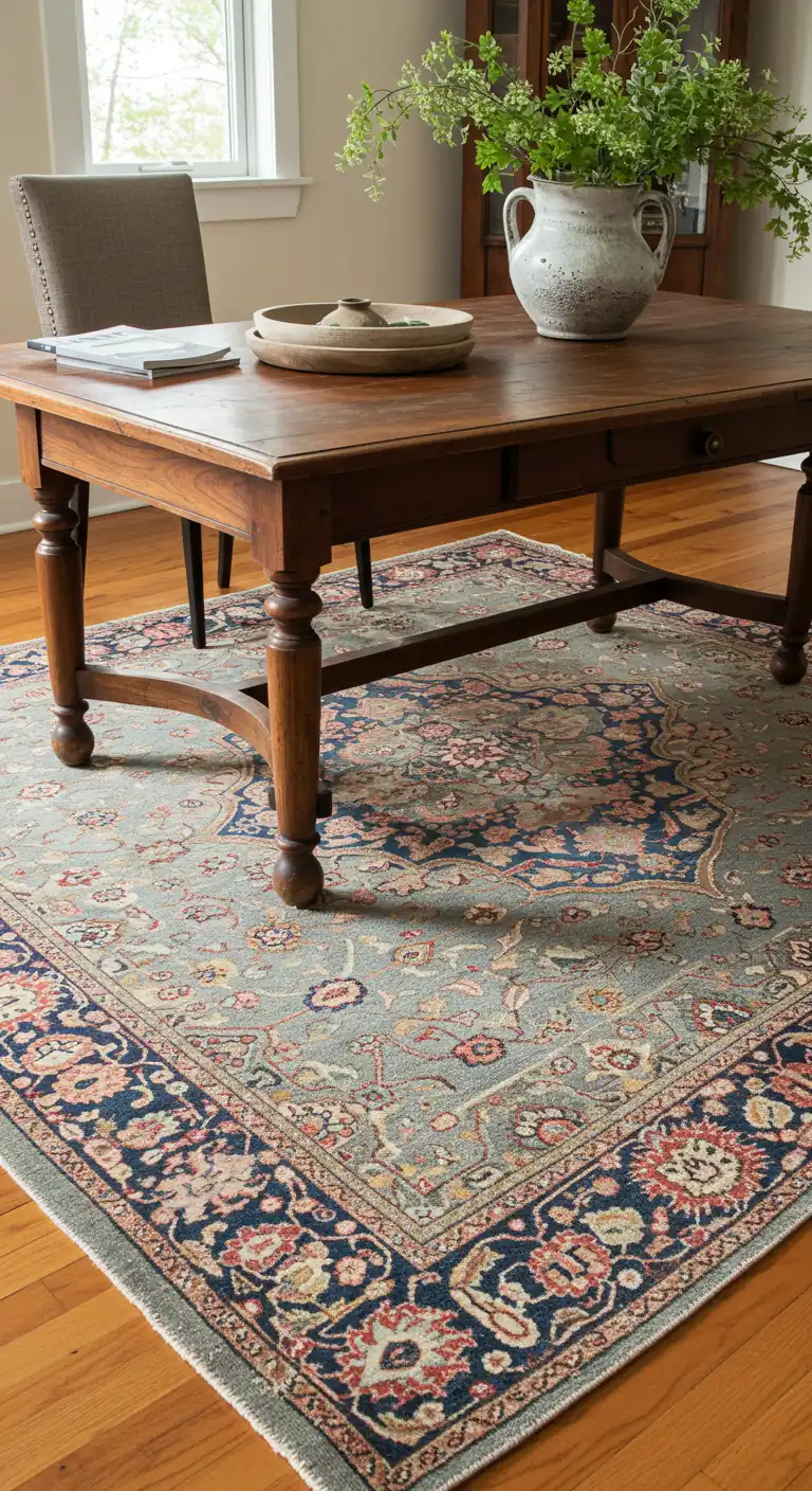 19 Vintage Dining Room Ideas for a Timeless Look 11 10. Rugs