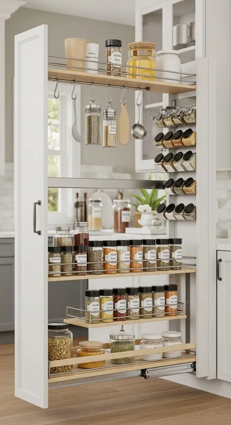 Empty Kitchen Wall Ideas: 15 Stylish Ways to Fill the Blank Space 12 11. Install a Wall Mounted Spice Rack
