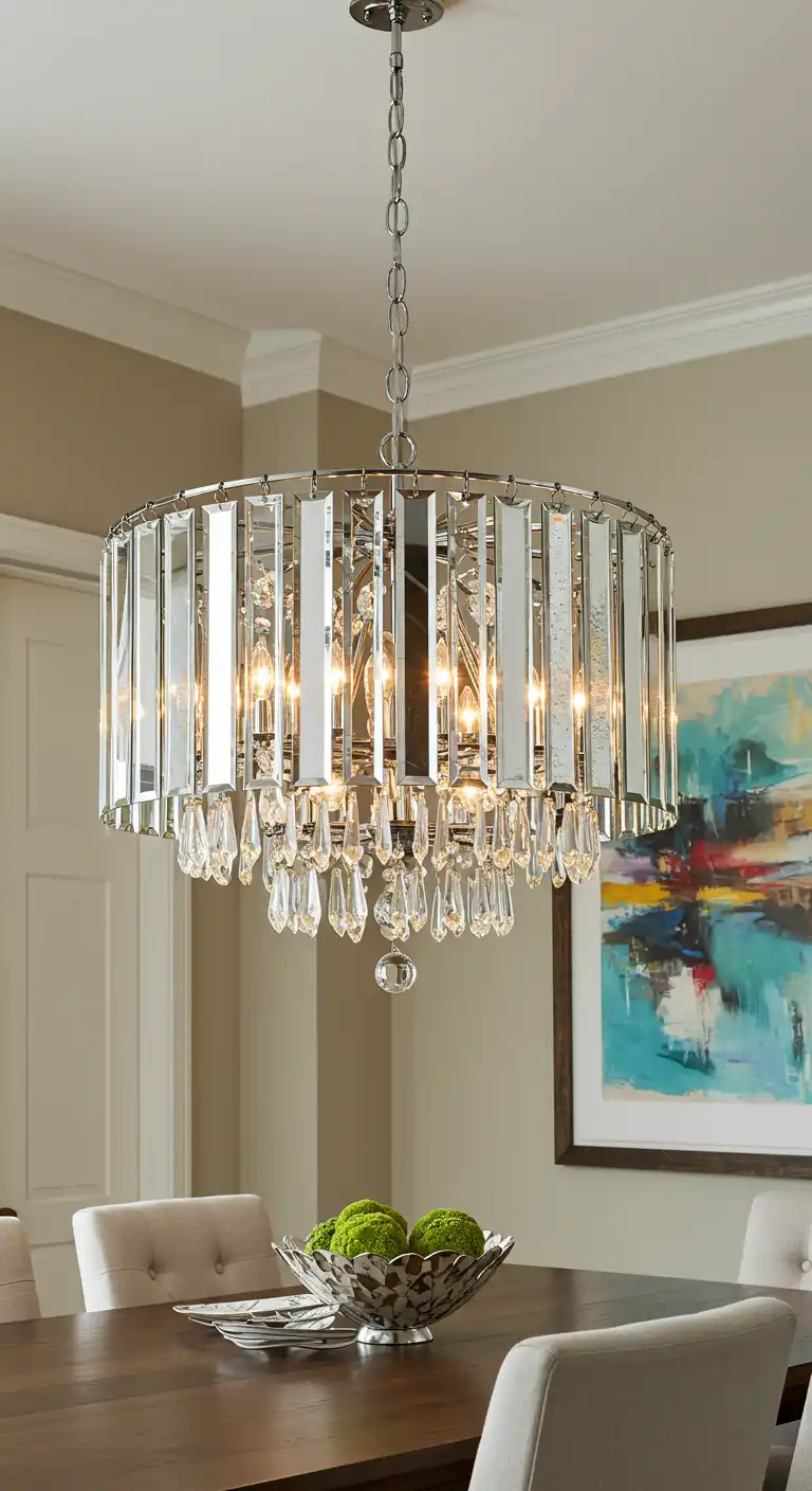 17 Dining Room Mirror Ideas That Add Style and Light 12 11. Mirrored Chandelier