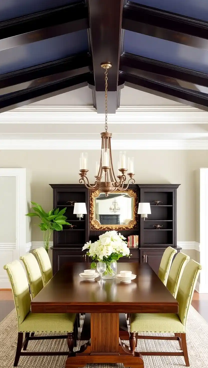 21 Transitional Dining Room Ideas That Blend Old and New Perfectly 12 11. Updated Ceiling Details
