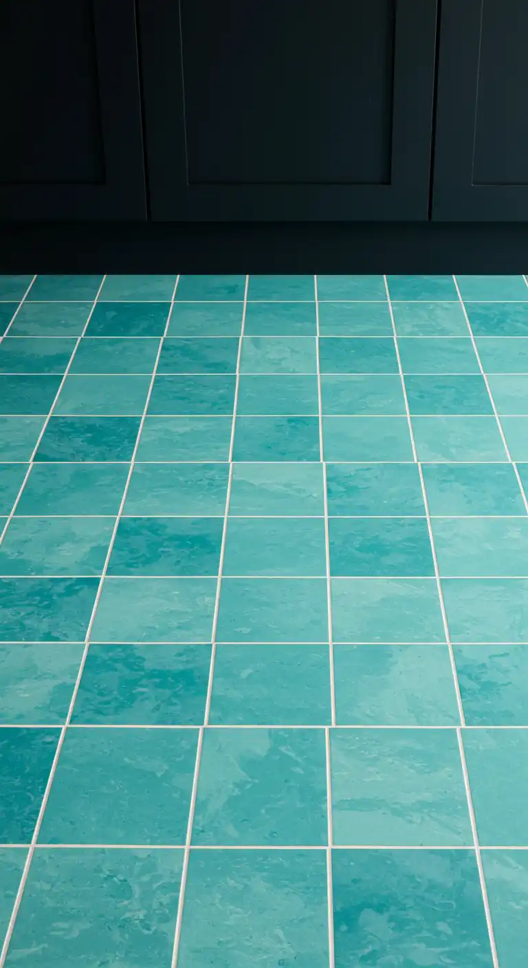 17 Stylish Kitchen Flooring Ideas with Dark Cabinets for a Dramatic Effect 13 12) Aqua Vinyl Tiles