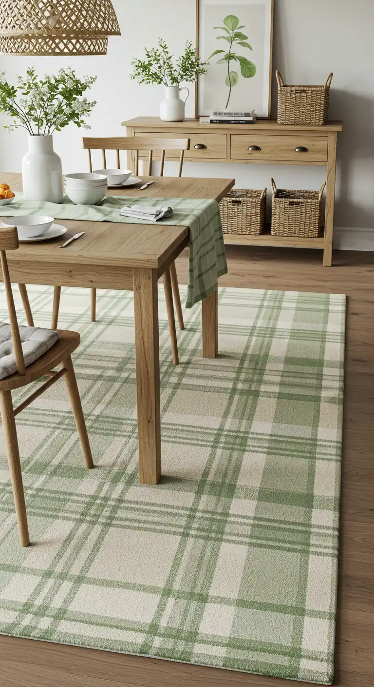 15 Best Dining Rugs for Different Styles to Match Your Decor 13 12) Rustic Retreat Plaid Cotton Rug