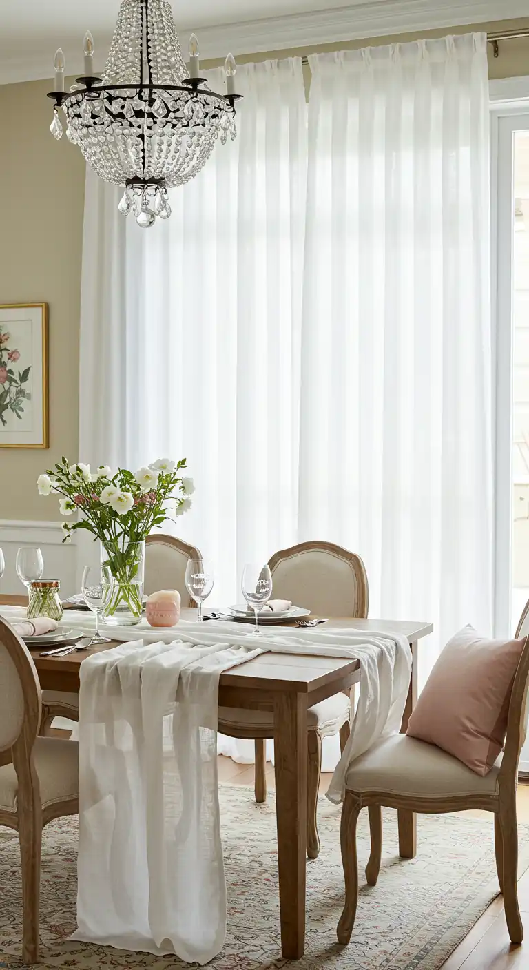 17 Luxury Dining Room Inspirations for a Sophisticated Setup 13 12) Sheer Fabrics for Breezy Elegance