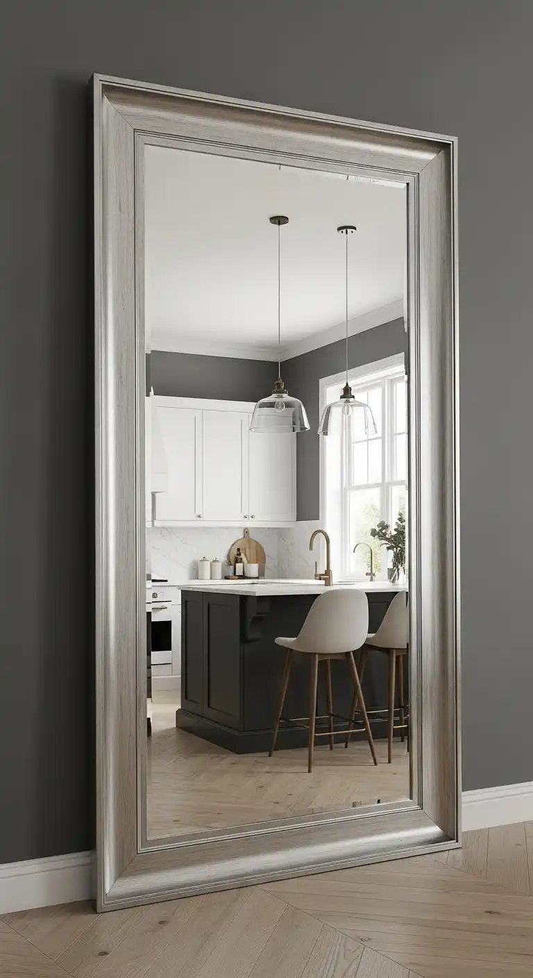 Empty Kitchen Wall Ideas: 15 Stylish Ways to Fill the Blank Space 13 12. Hang a Large Framed Mirror