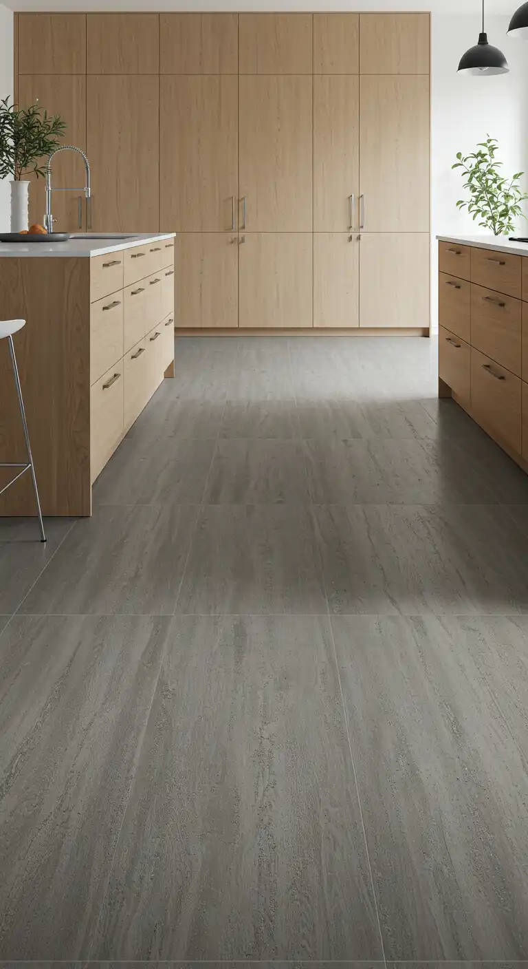 15 Industrial-Chic Kitchen Concrete Flooring Ideas for a Modern Touch 14 13) Brushed Concrete with Minimalist Appeal