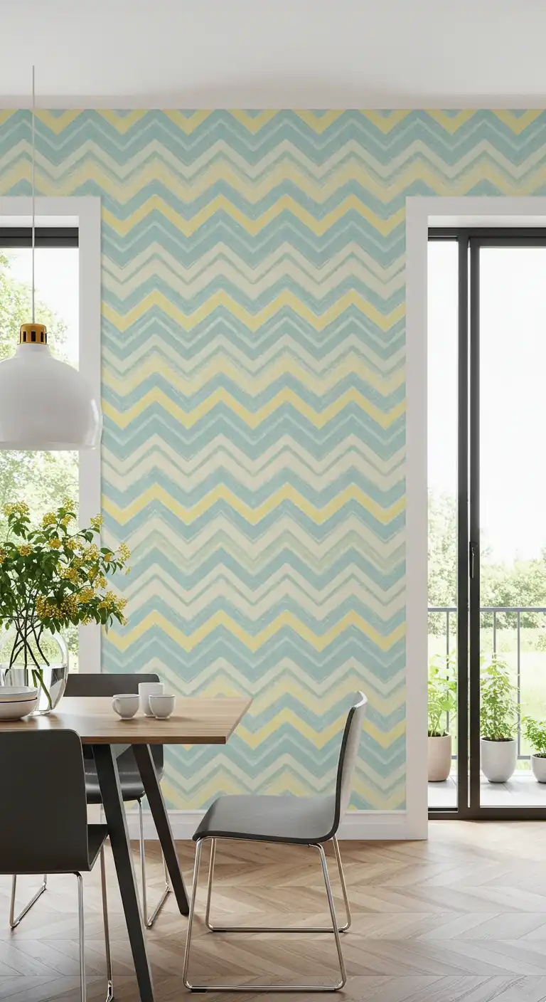 23 Dining Room Wallpaper Ideas to Make Your Walls Pop 14 13) Chevron Patterns