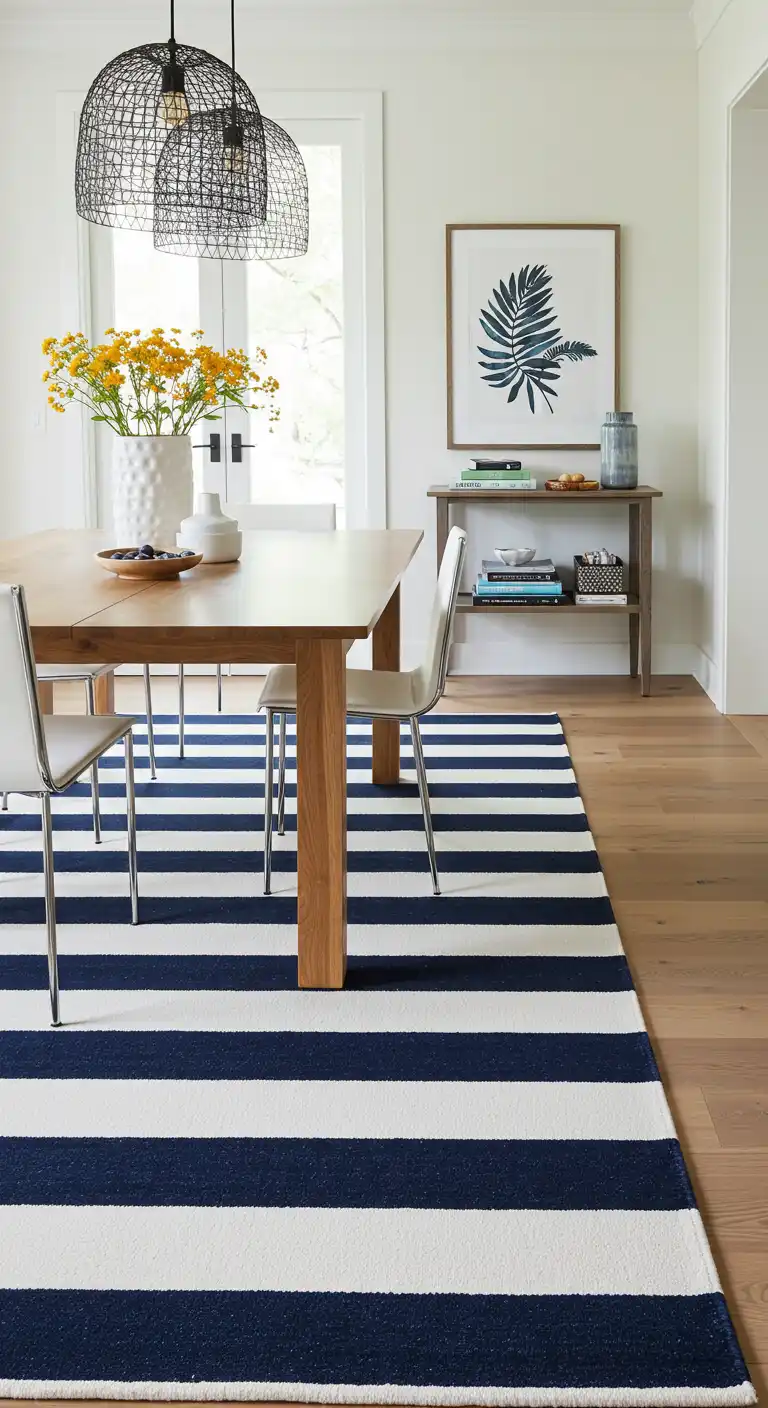 15 Best Dining Rugs for Different Styles to Match Your Decor 14 13) Contemporary Cool Bold Striped Rug