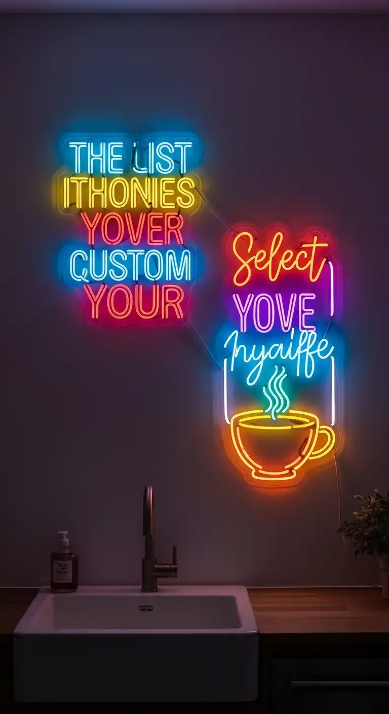 Empty Kitchen Wall Ideas: 15 Stylish Ways to Fill the Blank Space 14 13. Add a Neon Sign