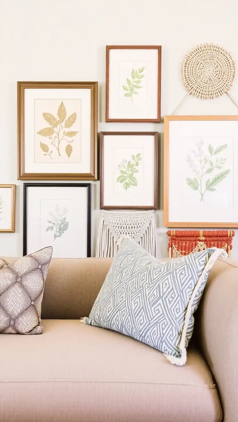 21 Transitional Dining Room Ideas That Blend Old and New Perfectly 14 13. Boho-Chic Art Mix
