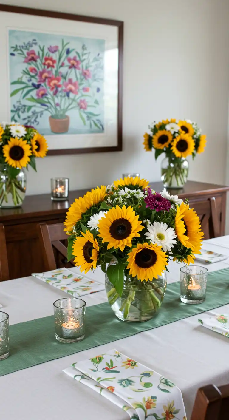 20 Stylish Sideboard and Buffet Decor Ideas for a Chic Touch 15 14) Fresh Floral Arrangement