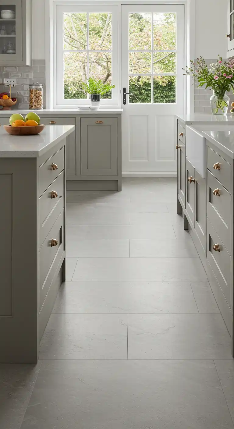 18 Unique Craftsman Kitchen Flooring Ideas for a Handcrafted Look 15 14) Light Gray Limestone Tiles