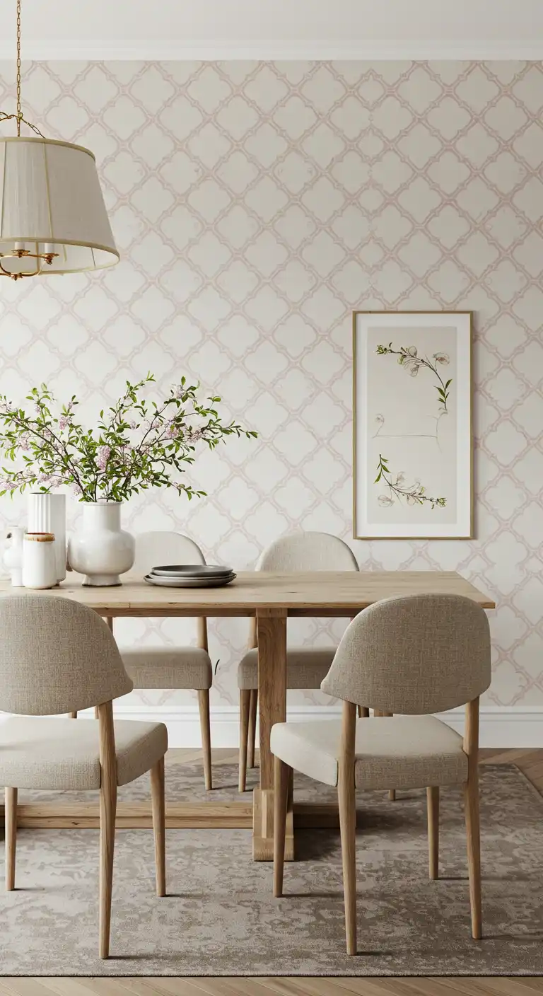 23 Dining Room Wallpaper Ideas to Make Your Walls Pop 16 15) Lattice Designs