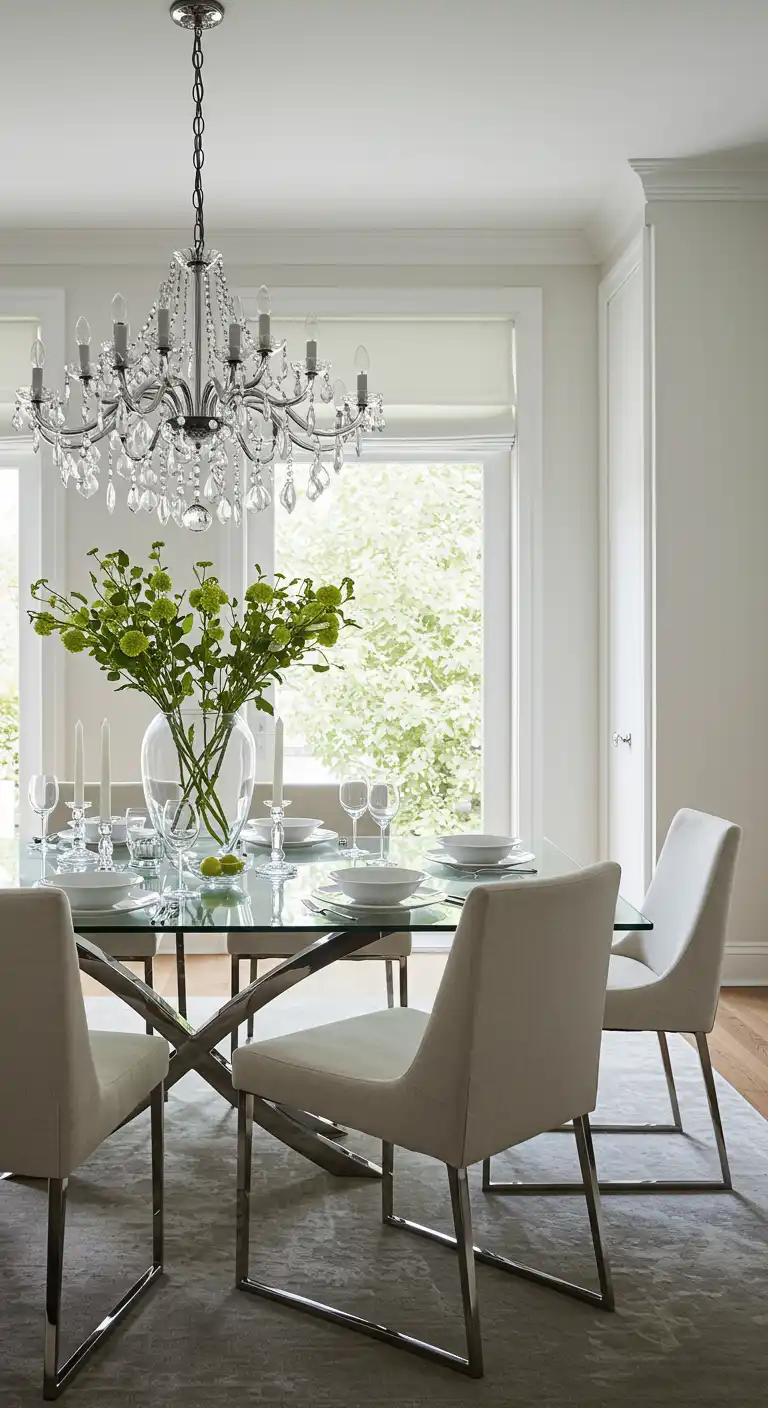 17 Luxury Dining Room Inspirations for a Sophisticated Setup 17 16) Glass Elements for Crystal Clarity
