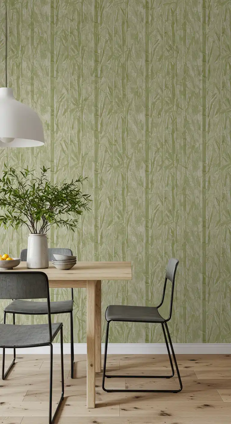 23 Dining Room Wallpaper Ideas to Make Your Walls Pop 18 17) Bamboo Prints