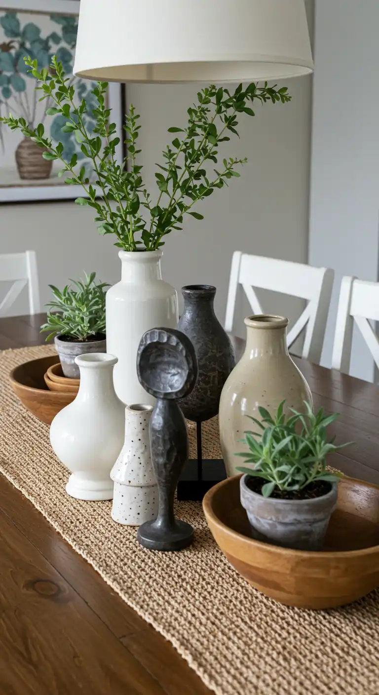 20 Stylish Sideboard and Buffet Decor Ideas for a Chic Touch 19 18) Eclectic Mix of Textures