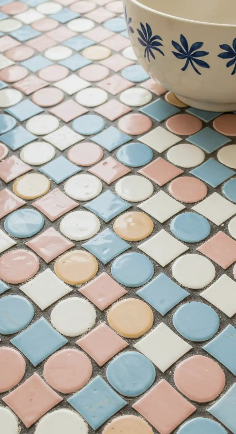 19 Elegant Kitchen Flooring Ideas with Dark Grout for a Sleek Finish 19 18) Penny Tiles with Dark Grout