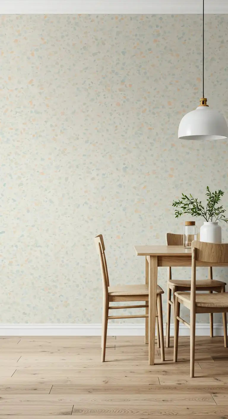 23 Dining Room Wallpaper Ideas to Make Your Walls Pop 19 18) Terrazzo Look