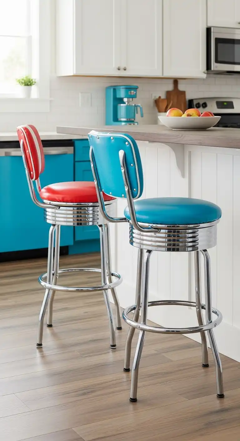 20 Vintage Kitchen Decor Ideas for a Timeless Look 19 18. Retro Bar Stools